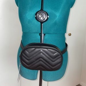 Black leather Fanny pack